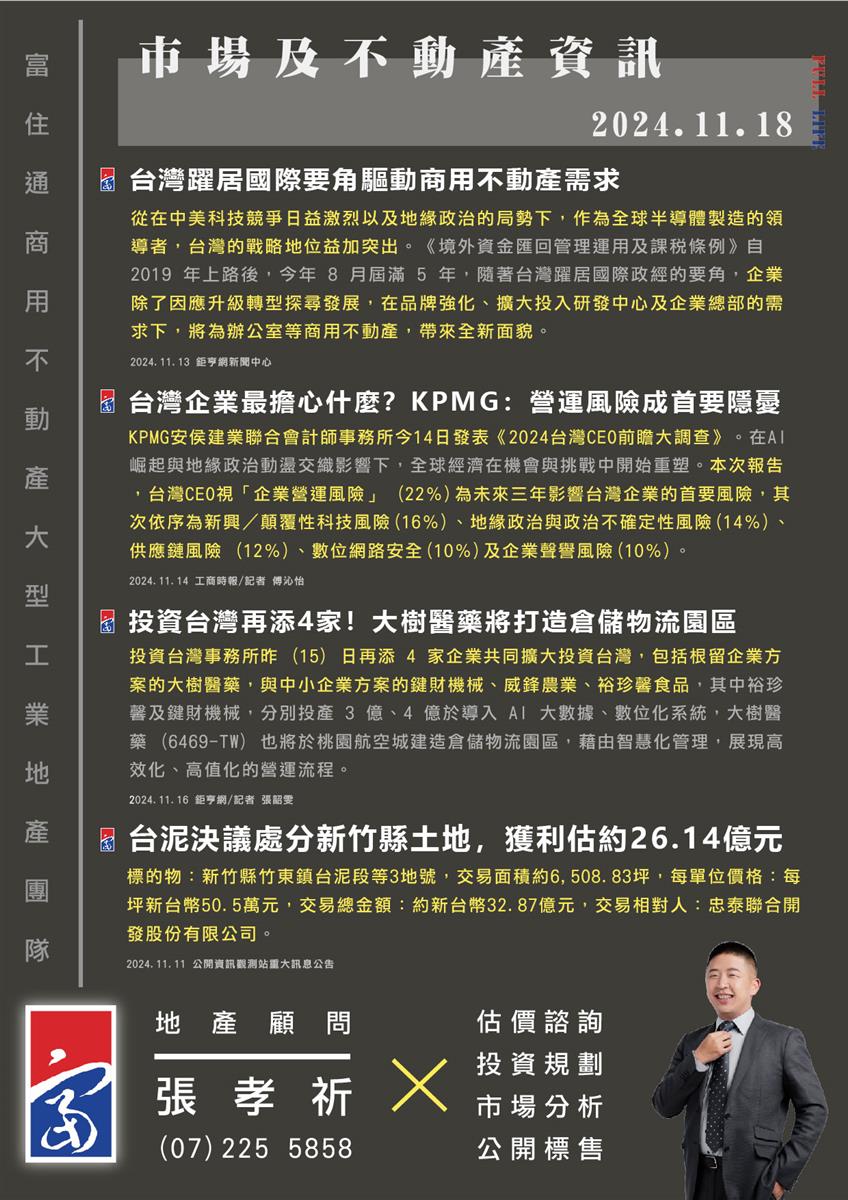 市場動態與產業新聞精選-2024年11月18日
